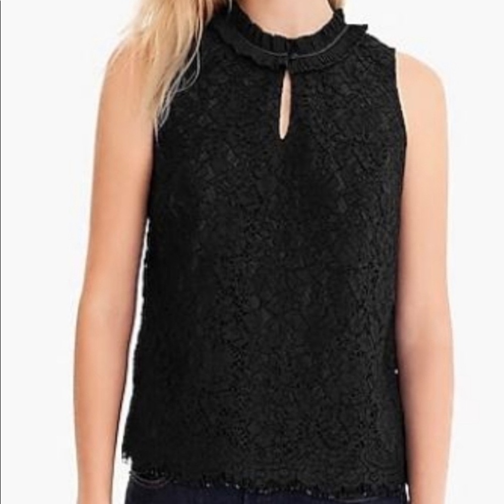 J.Crew Lace Ruffle Neck Top